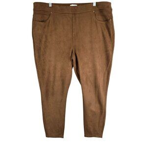 Womens Westbound Brown Faux Suede Leggings High Rise Polyester Blend 22W